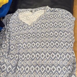 Orvis Blue and White Patterned Women's Jersey Top
